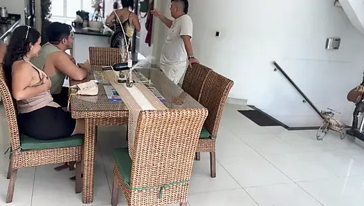 MY BOYFRIEND'S BEST FRIEND ATTRACTS ME AND I FUCK HIM IN HIS KITCHEN IN FRONT OF HIS WIFE