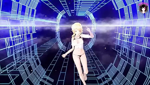 Genshin impact - lumine - seksi siyah külotlu sevimli dans + seks sahneleri (3d hentai)