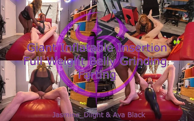 Jasmine_dlight ve Ava Black - dev şişme sokma tam ağırlık göbek öğütme osurma