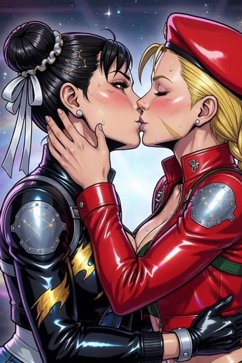 Cammy ve Chun Li öpüşüyor
