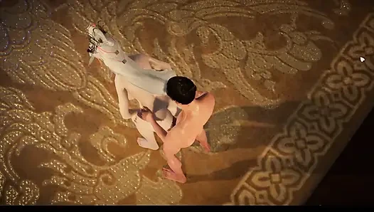 Sexual intercourse between a white-haired noblewoman and a male doctor