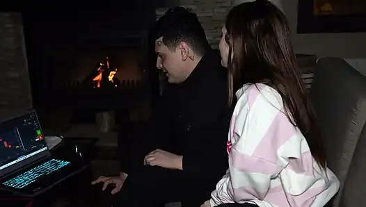 Luchiibb fucks her boyfriend's best friend next to the fat cuckold! CREAMPIEv