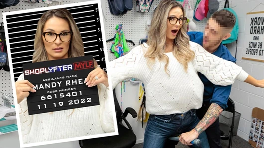 Üvey anne Mandy Rhea üvey oğlu tarafından hırsızlık yaparken yakalandı arka odada sikiliyor - shoplyfter mylf