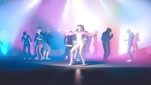 3 boyutlu sarışın Asyalı striptizci çıplak sıska vücudu çok sert sikiliyor