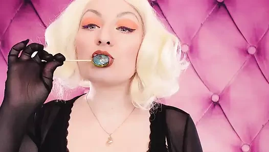 Asmr videosu: ruj, örgü eldivenler ve lolipop (arya grander)