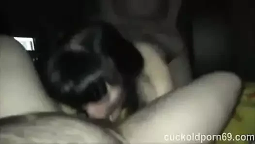 Pefect göğüsleri eş inilti süre alarak uzun sert horoz