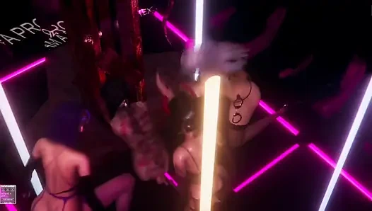 B023 üç kadın bakış açısıyla insan köleleri kırbaçlıyor