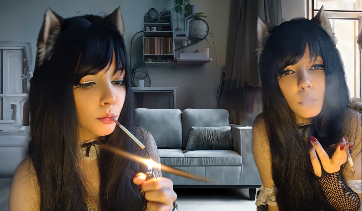 Gotik hizmetçi senin için sigara içiyor (tam video için benden iste)