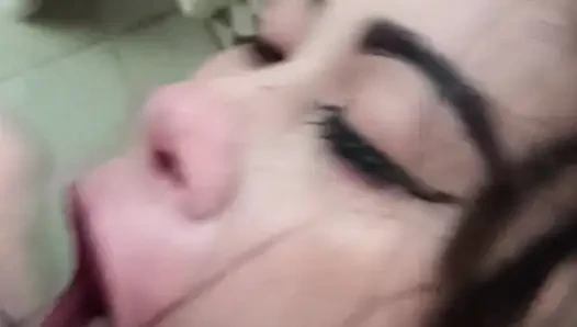 Big Tits MILF Giving Me a Stand up Position that My Cock Straight Ahead into her and Suck it and Cum into Her Mouth!