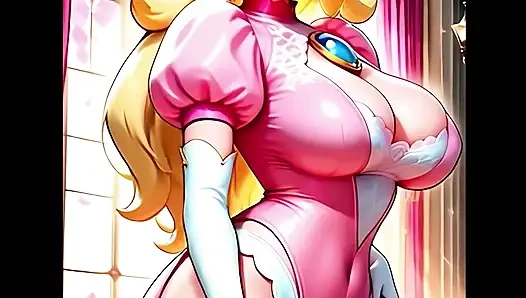 (yapay zeka oluşturuldu) Peach, Rosalina, Boo, Bowsette, Pauline ve Daisy'nin derlemesi