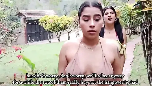 Azgın üvey kız kardeşler ıslak amcıklarını yalamak için evden tek başına faydalanıyor