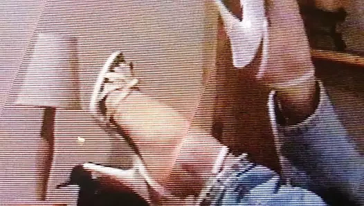 strappy spiked heels and jeans