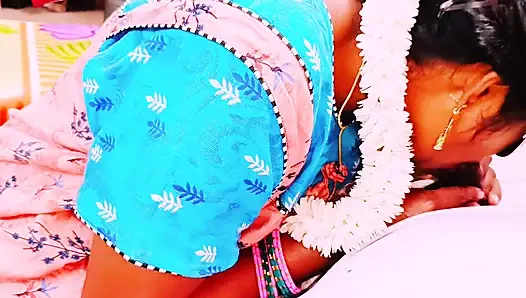 Seksi gecelikli Hintli kadın üvey oğluyla sikişiyor, Telugu edepsiz konuşma.