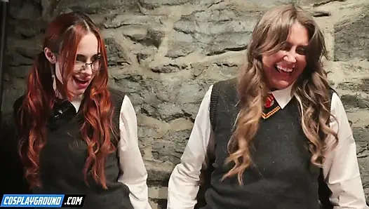 Hermione olarak Selina Bentz ve Audrey Reid inleyen myrtle şanslı bir sihirbazın sert yarağını çeviriyor - harry potter porno parodi