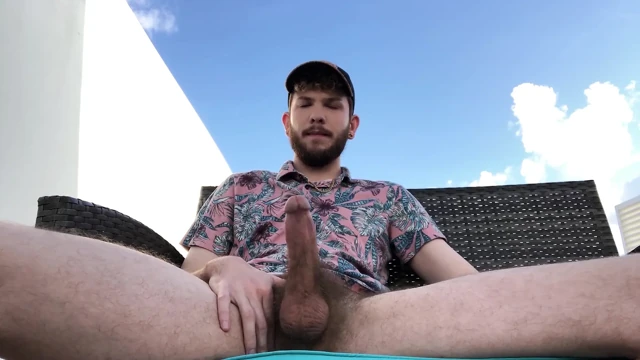 Hairy Hung Exhibitionist Country Hunk Kicks Back & Jerks Off His Big White Cock & Blows a Big Cumshot Outside in Public