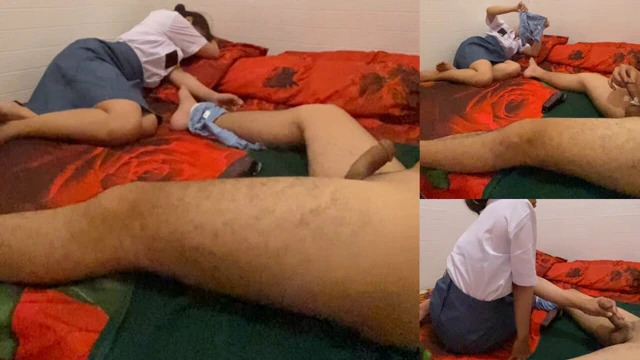 My High School Student Handjob While Shaving My Big Cock 18+
