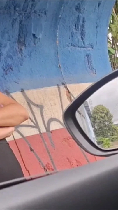Risky handjob in the car for hottie at the bus stop in public! | Clip 1