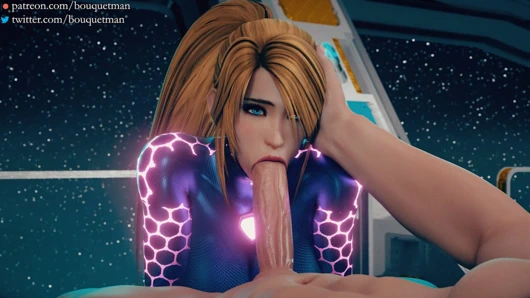 Metroid - samus aran deepthroating & yutmak cum (sesli animasyon)