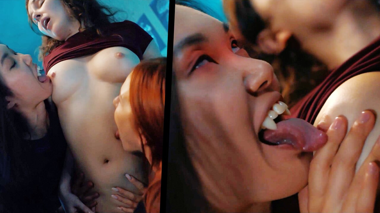 Canavar kız lezbiyen porno - vampir kızlar üçlü seks