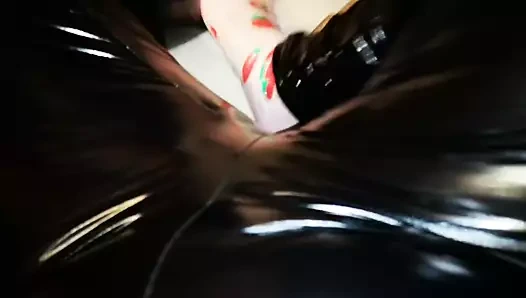 Shein parlak lateks deri pvc vinil kauçuk pantolon tozluk