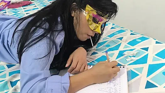 Student does homework at stepmother's house and then notices something delicate and mysterious