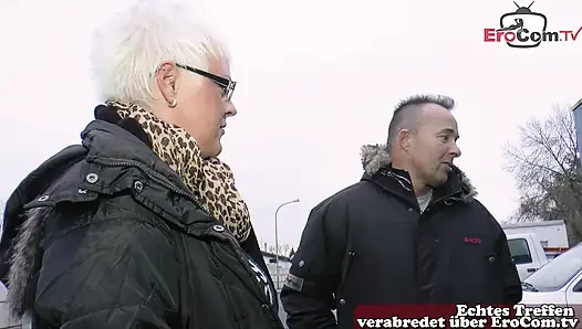 German granny persuaded to have sex on the street