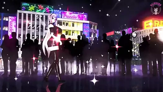 Seksi kalın elf dans ediyor, kademeli olarak soyunuyor