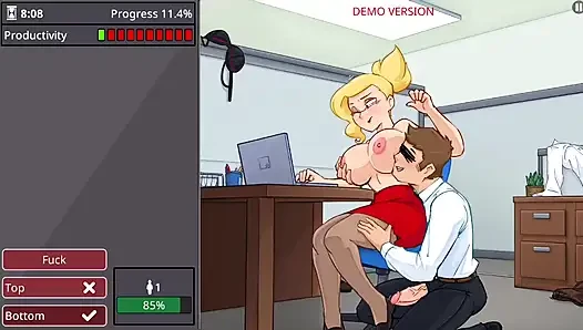 Office girl with big boobs and big ass barely working