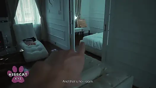 Üvey Anne Üvey Babasını Üvey Kızı Amber Kawaii'nin Içine Boşalarken Yakalıyor Ve Paylaşılan Yatakta Sert Sikişiyor