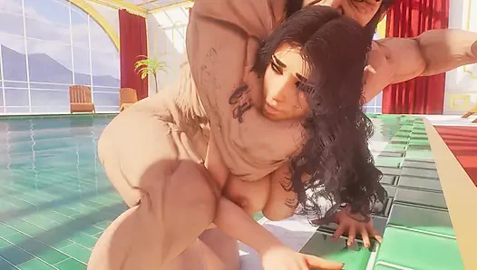 Lüks halka açık havuzda sikiş 3D Animasyon