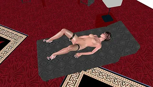 Animasyonlu 3 boyutlu çizgi film pornosu - güzel kız yatakta muz ve anal tıkaçla mastürbasyon yapıyor çoklu orgazm