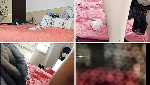 Sexy MILF, hairy pussy, big ass, vacuum cleaner in empty house. Latina with big hairy tits.