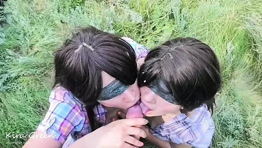 Açık havada cumshot derleme, oral seks, dilde cumshot