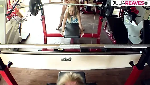 Blonde girl bounces tight holes on a huge cock after blowjob