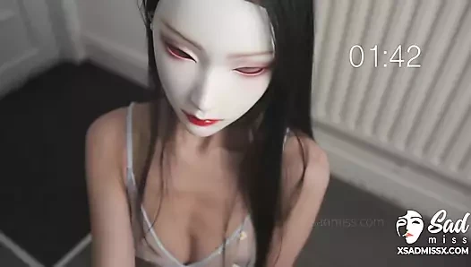 Sadmiss Asyalı sevgilisini mastürbasyon yapıyor, dölünü ast yüzüne boşaltıyor - kaltak erkeği tarafından dölleniyor!