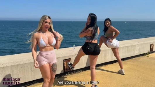 A group of friends eager for sex fucks a Spaniard they meet on the beach - Mariana Martix.