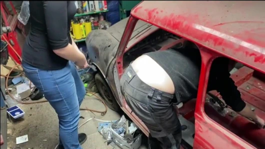 French Pegging - The Garage of Huliliation - femdom