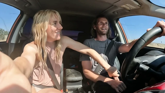 Petite Blonde Sucks Dick In The Car and Swallows Cum
