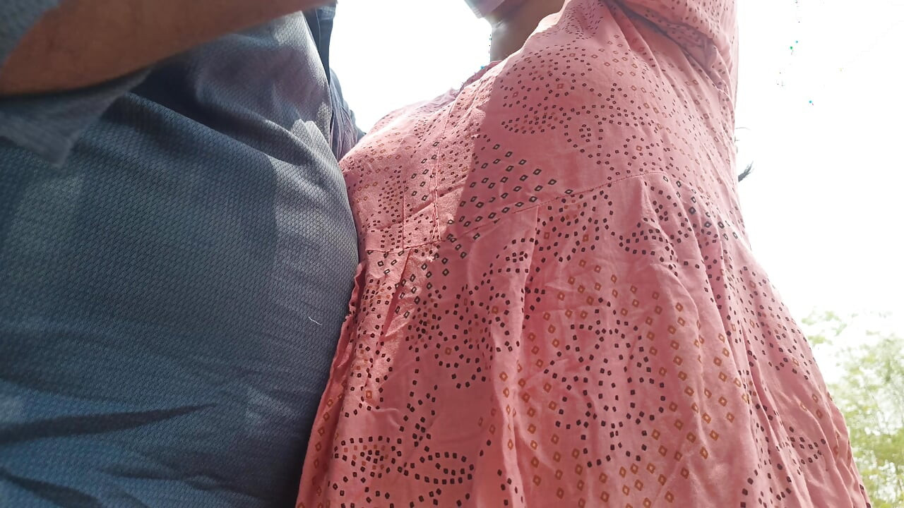 Housewife hot breast squeeze romance in outdoor