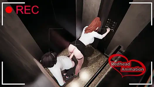 Ai kamera orta yaşlı seksi kadını ve komşuyu asansörde sikişirken yakalıyor