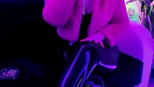 Smoking doll in fur and latex