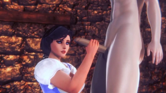 Belle bir handjob ve bir oral seks verir: güzellik ve canavar parodisi