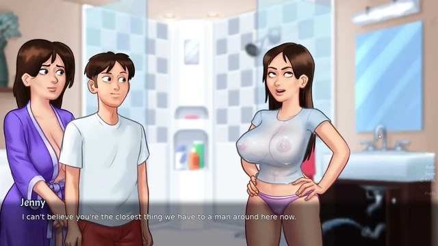 Sürtük Üvey Kız Kardeş Büyük Göğüslerini Gösteriyor - Summertime Saga bölüm 6