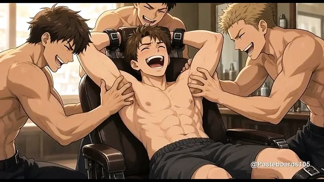 Berber Koltuğuna Bağlı - Çıplak Ellerle Gerilmiş Koltuk Altlarında (2D Anime)