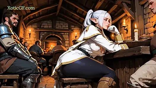 Frieren ilham elf mage cosplay grup seks (ai porno) anime