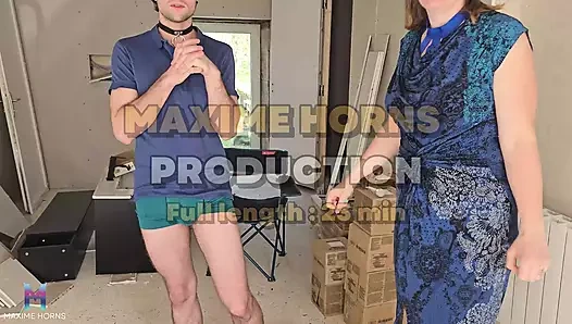 Maxime Horns ve aşıkları: bir şantiyede dörtlü sert seks ve biseksüel zevk!