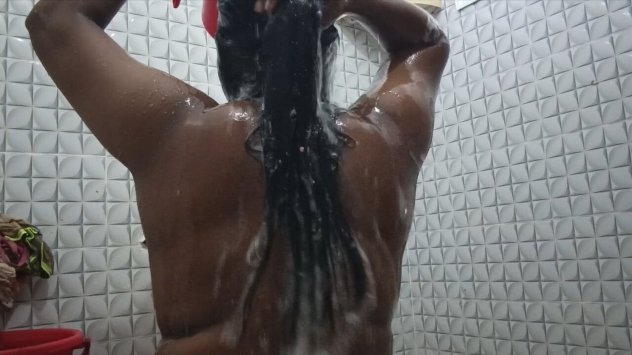 Hot desi beauty showering alone in bathroom