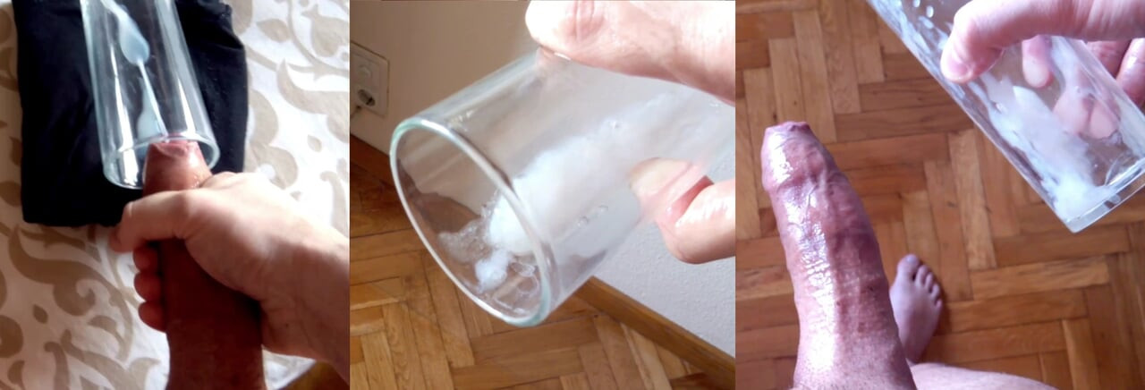 Monster cumshot in a glass!