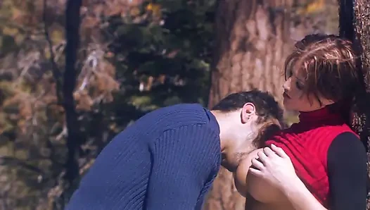 Büyük memeli muhteşem hatun açık havada sikiliyor