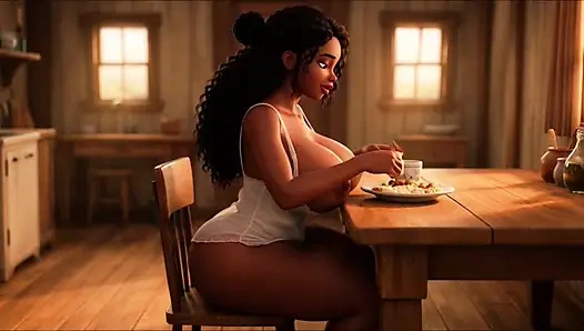 Muhteşem düzgün vücutlu siyah köylü kadının şehvetli doğal samimi günlük rutini huzurlu kırsal kırsal yaşam